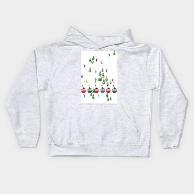 Skiing Holiday Kids Hoodie by LittleForest